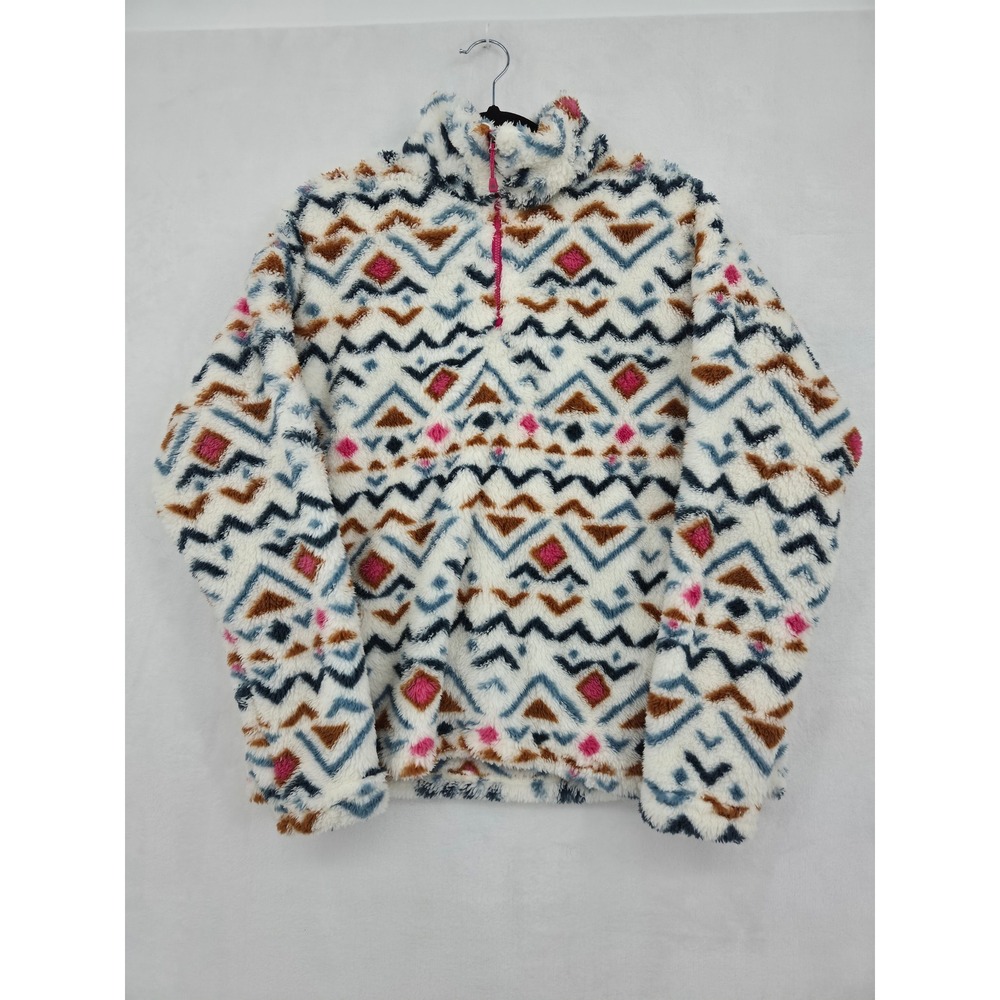 Eddie Bauer Womens Large Fleece Pullover Quarter Zip Southwestern Geometric